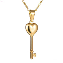 Stainless Steel Choker Vintage Gold Heart Skeleton Key Pendant Necklace